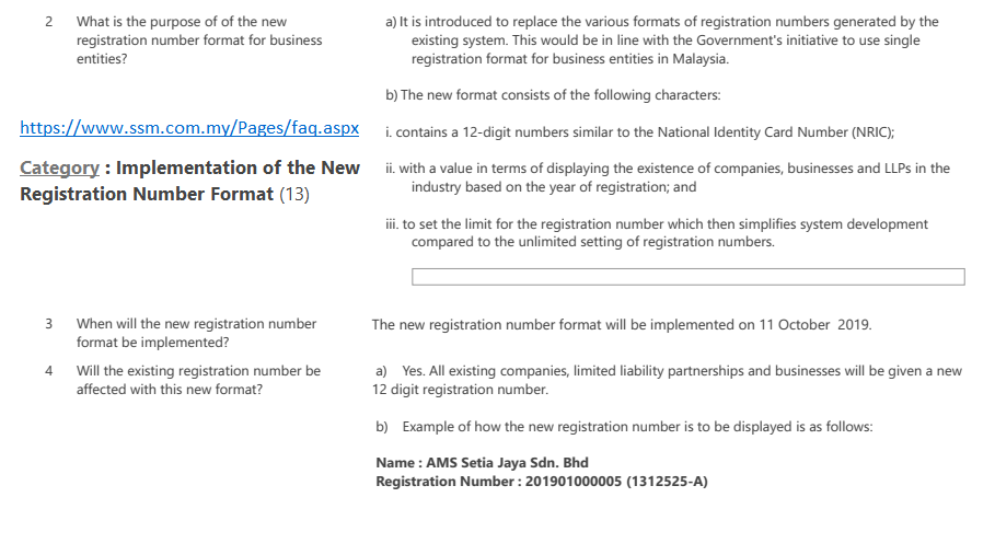 Purpose of New format of registration number
